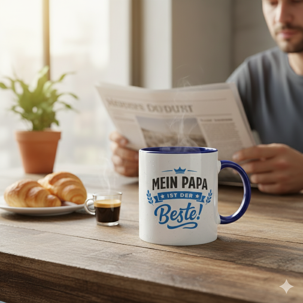 Hochwertige Keramiktasse mit Premium-Druck: „Mein Papa ist der Beste! | Geschenk Vater |