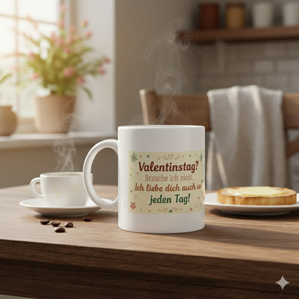 Anti-Valentinstag Tasse mit romantischem Spruch – „Ich liebe dich jeden Tag“ – Hochwertige Keramiktasse als Geschenk für Partner & Partnerin