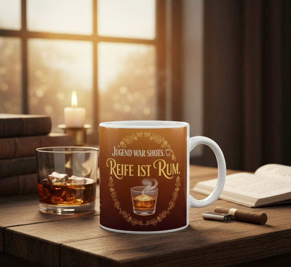 Tasse „Reife ist Rum“ – Edles Design für Genießer & Rum-Liebhaber