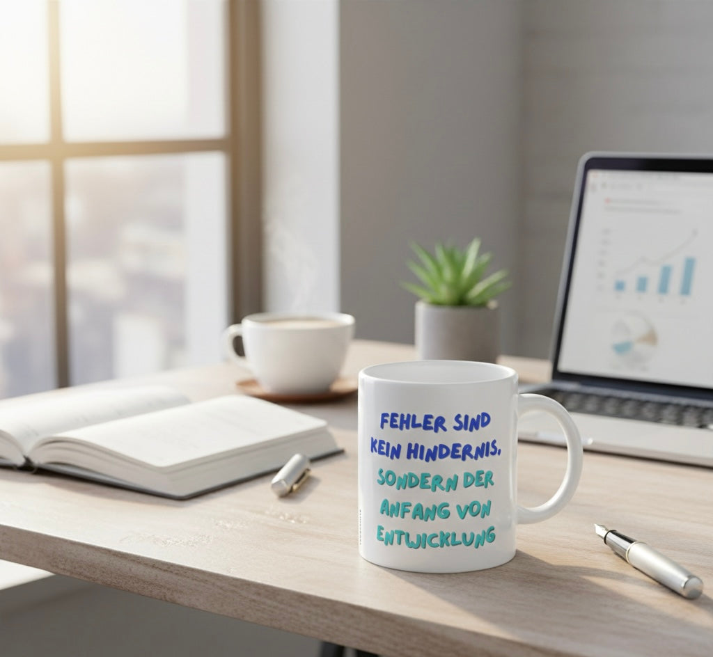 Motivations-Tasse | „Fehler sind der Anfang von Entwicklung“ | Geschenk für Referendare und Berufsanfänger