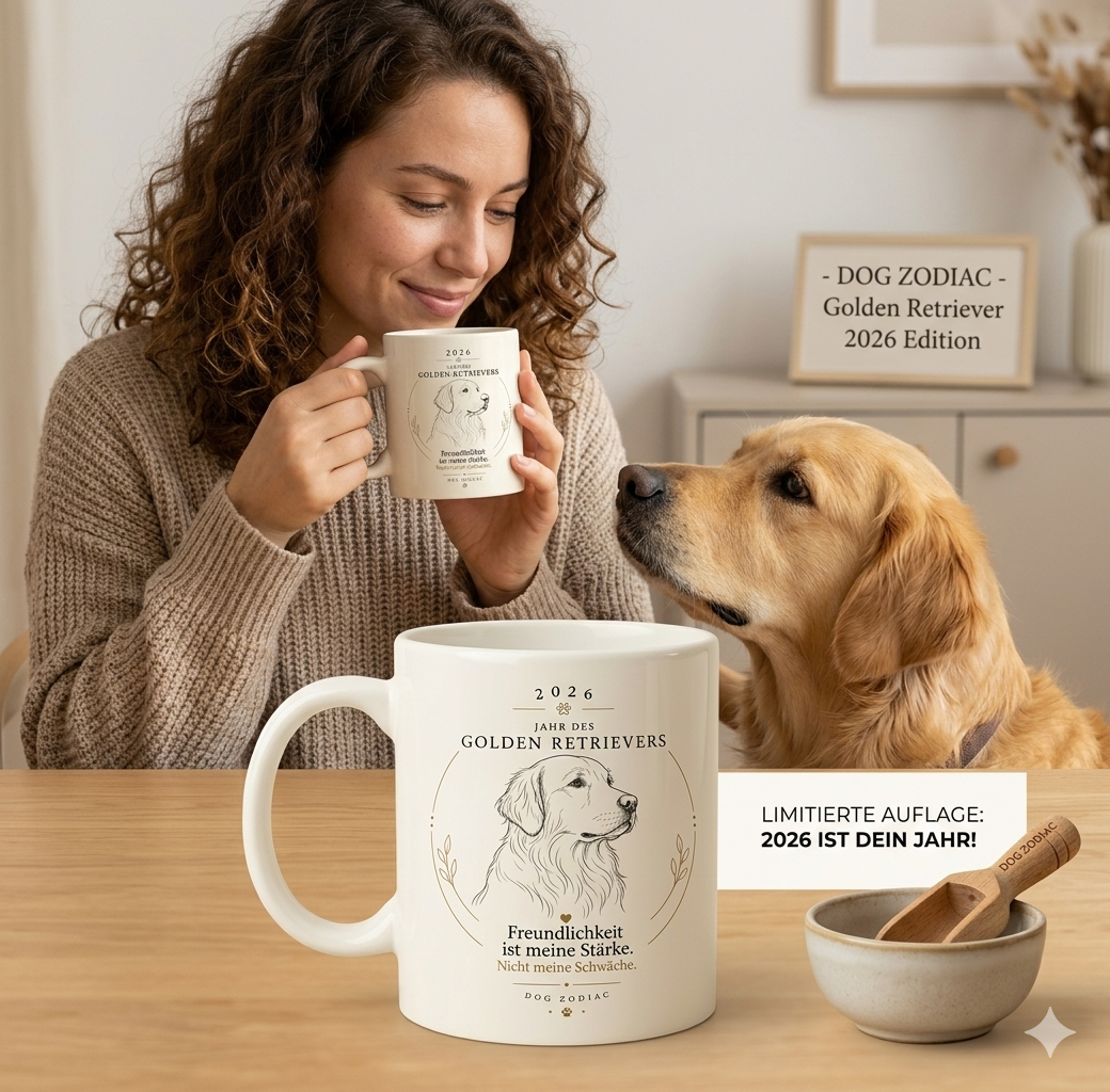 Dog Zodiac Tasse: Golden Retriever | „Freundlichkeit ist meine Stärke“ | Limited Edition 2026