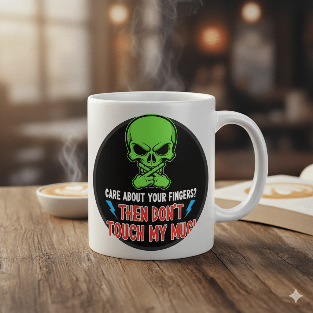 Care About Your Fingers? – Then Don’t Touch My Mug!“ | Lustige Skull - Kaffeetasse | Tassenworte - Tassenworte