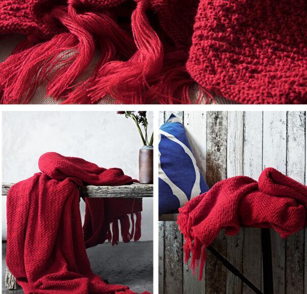 Cozy Knitted Red Blanket - Tassenworte