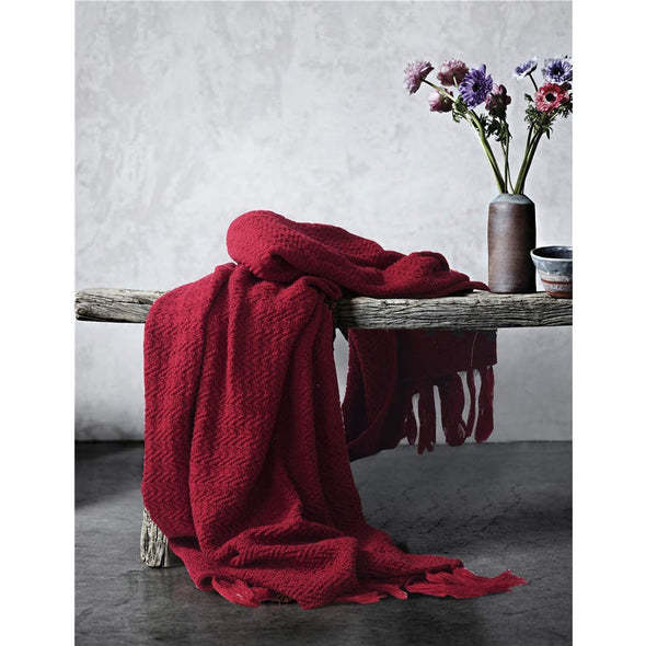 Cozy Knitted Red Blanket - Tassenworte
