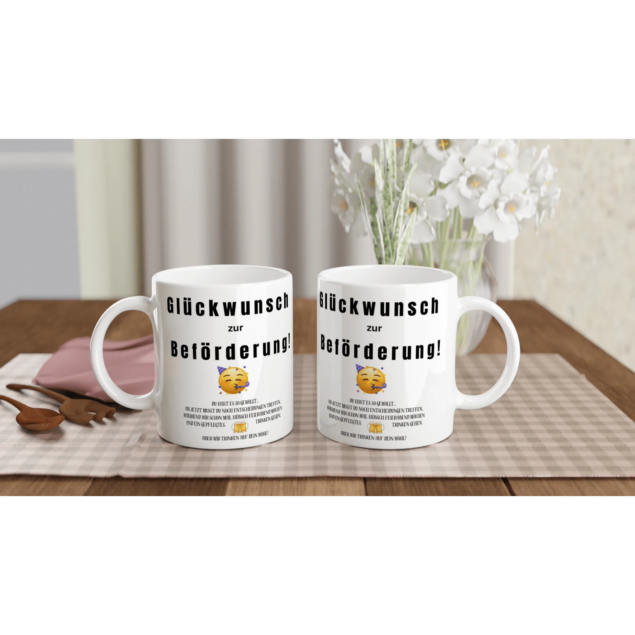 Glückwunsch zur Beförderung | Büro - Tasse mit humorvollem Spruch | Kollegen - Geschenk mit Augenzwinkern | Tassenworte - Tassenworte