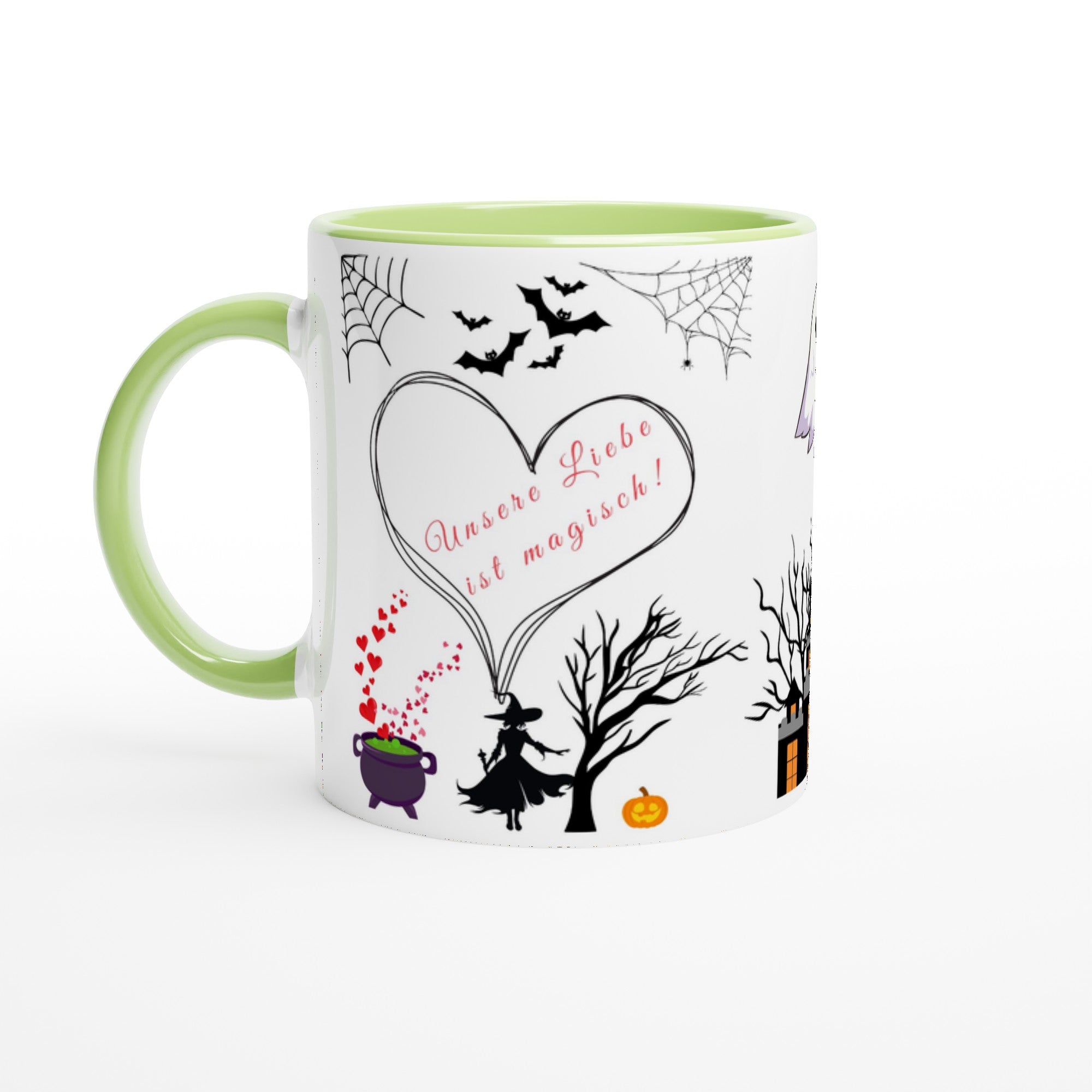 Halloween Tasse Unsere Liebe ist magisch!“ Romantisches Hexe & Kürbis Design - Tassenworte