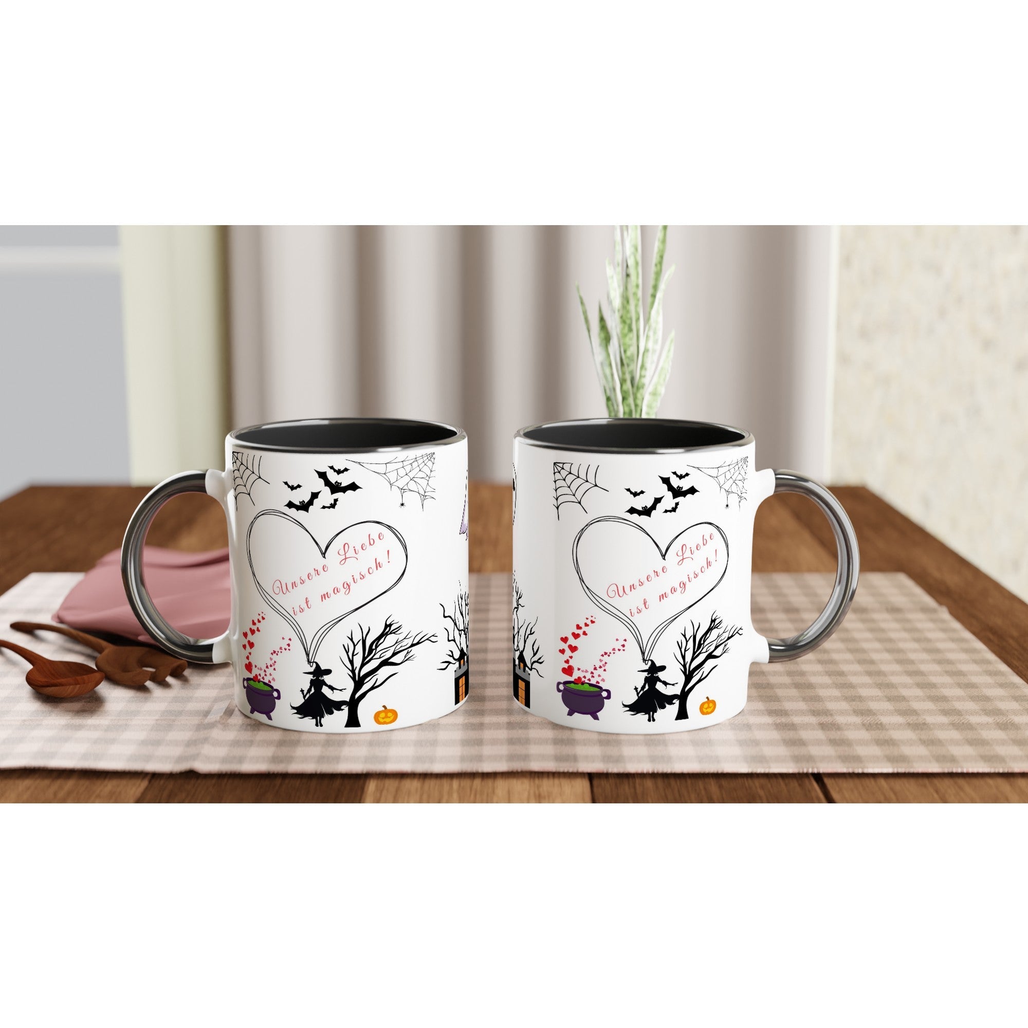 Halloween Tasse Unsere Liebe ist magisch!“ Romantisches Hexe & Kürbis Design - Tassenworte