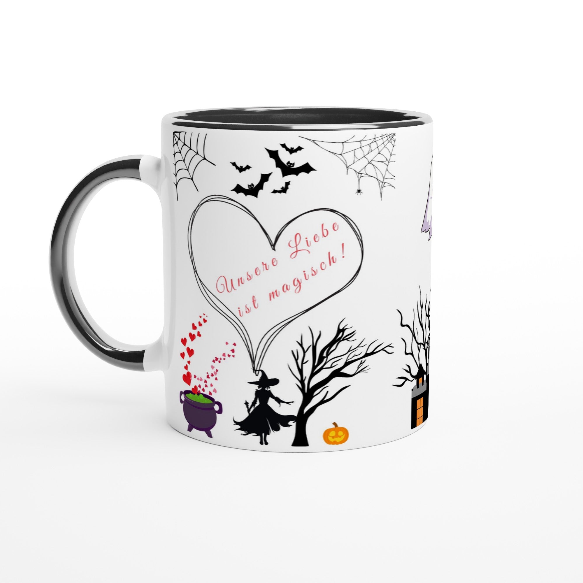Halloween Tasse Unsere Liebe ist magisch!“ Romantisches Hexe & Kürbis Design - Tassenworte