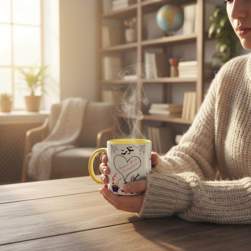 Halloween Tasse Unsere Liebe ist magisch!“ Romantisches Hexe & Kürbis Design - Tassenworte