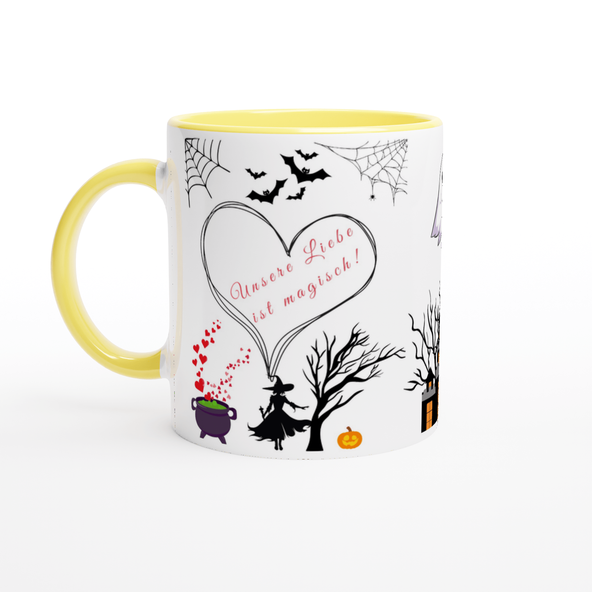 Halloween Tasse Unsere Liebe ist magisch!“ Romantisches Hexe & Kürbis Design - Tassenworte