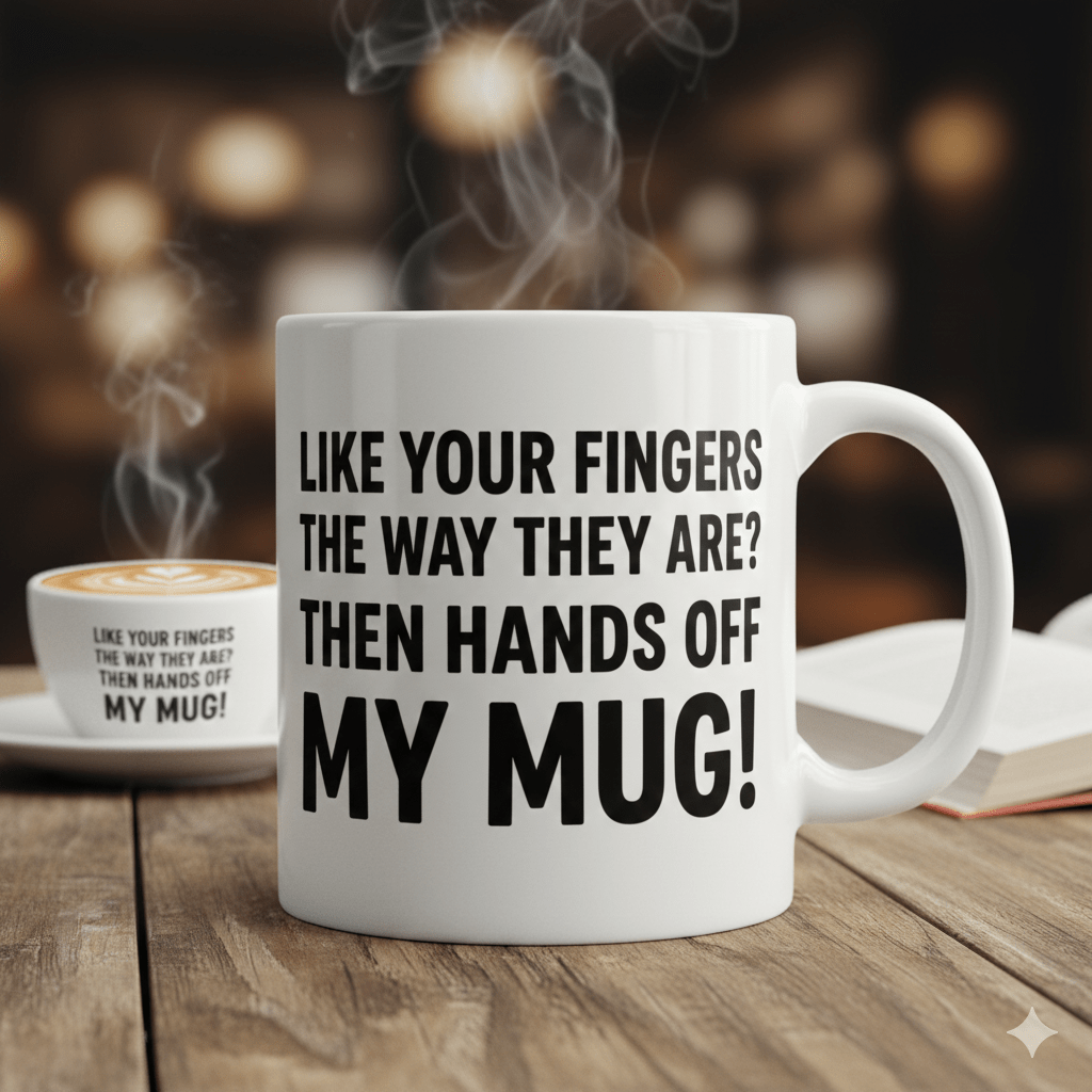 „Hands Off My Mug!“ Lustige Text - Kaffeetasse | Geschenk für Kollegen | Tassenworte - Tassenworte