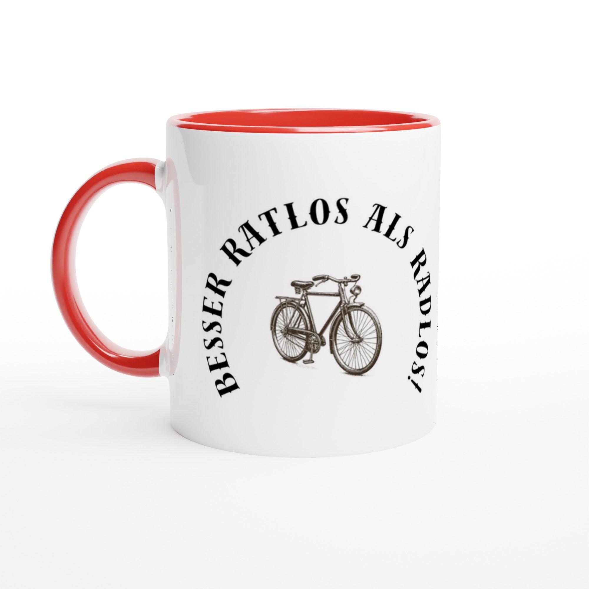 Kaffeetasse mit Fahrradspruch Besser ratlos als radlos“ Lustiges Design für Radfahrer | Tassenworte - Tassenworte