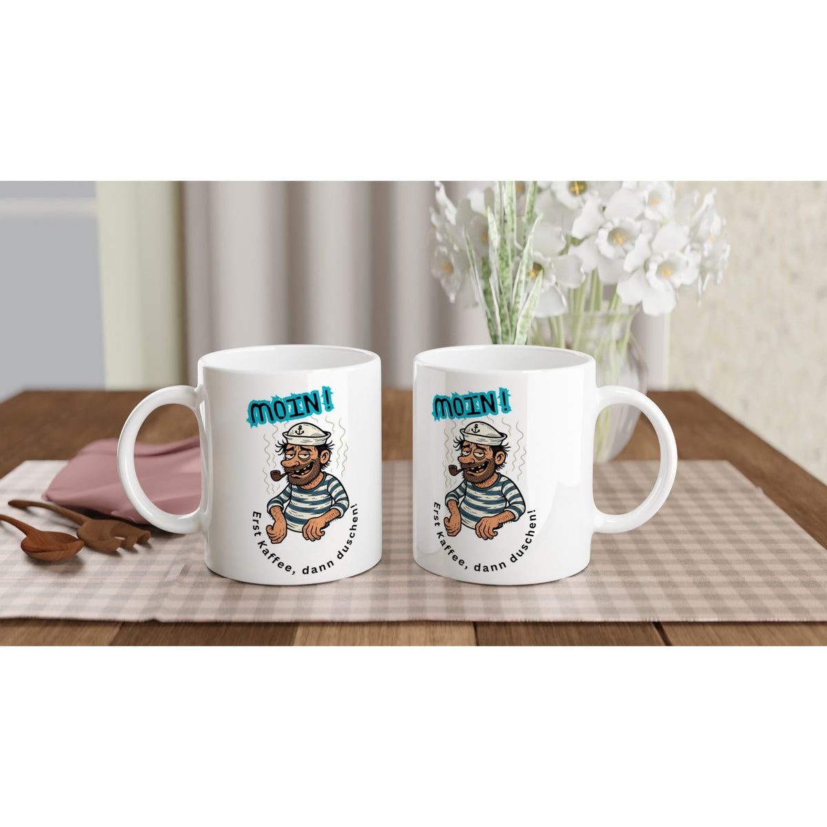 Kaffeetasse mit Moin“ - Spruch Lustiges Design für Kaffeeliebhaber und Seeleute. - Tassenworte