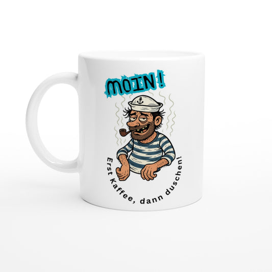 Kaffeetasse mit Moin“ - Spruch Lustiges Design für Kaffeeliebhaber und Seeleute. - Tassenworte