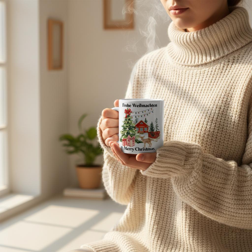 Kaffeetasse Weihnachten | Winterlandschaft | Weihnachtshütte - Tassenworte