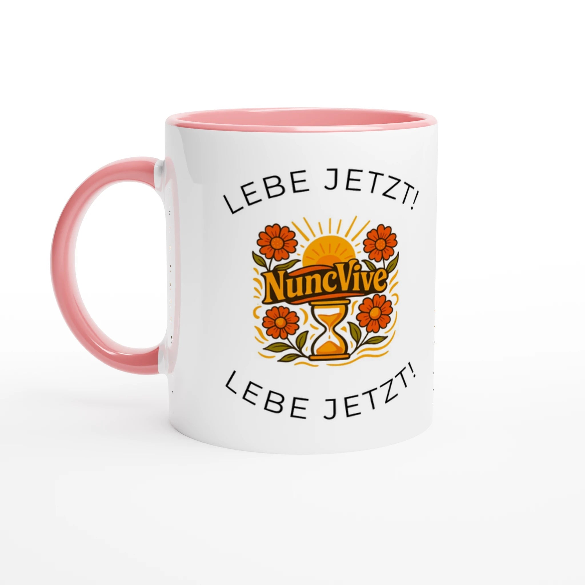 Lebe Jetzt Tasse – Minimalistische NuncVive Sanduhr Tasse | Tassenworte - Tassenworte