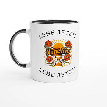 Lebe Jetzt Tasse – Minimalistische NuncVive Sanduhr Tasse | Tassenworte - Tassenworte