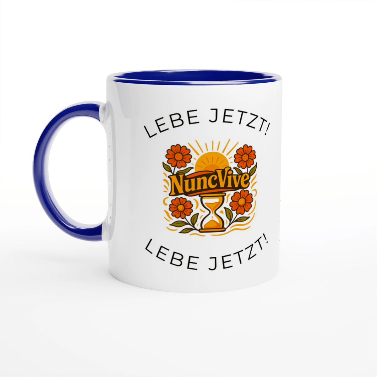 Lebe Jetzt Tasse – Minimalistische NuncVive Sanduhr Tasse | Tassenworte - Tassenworte