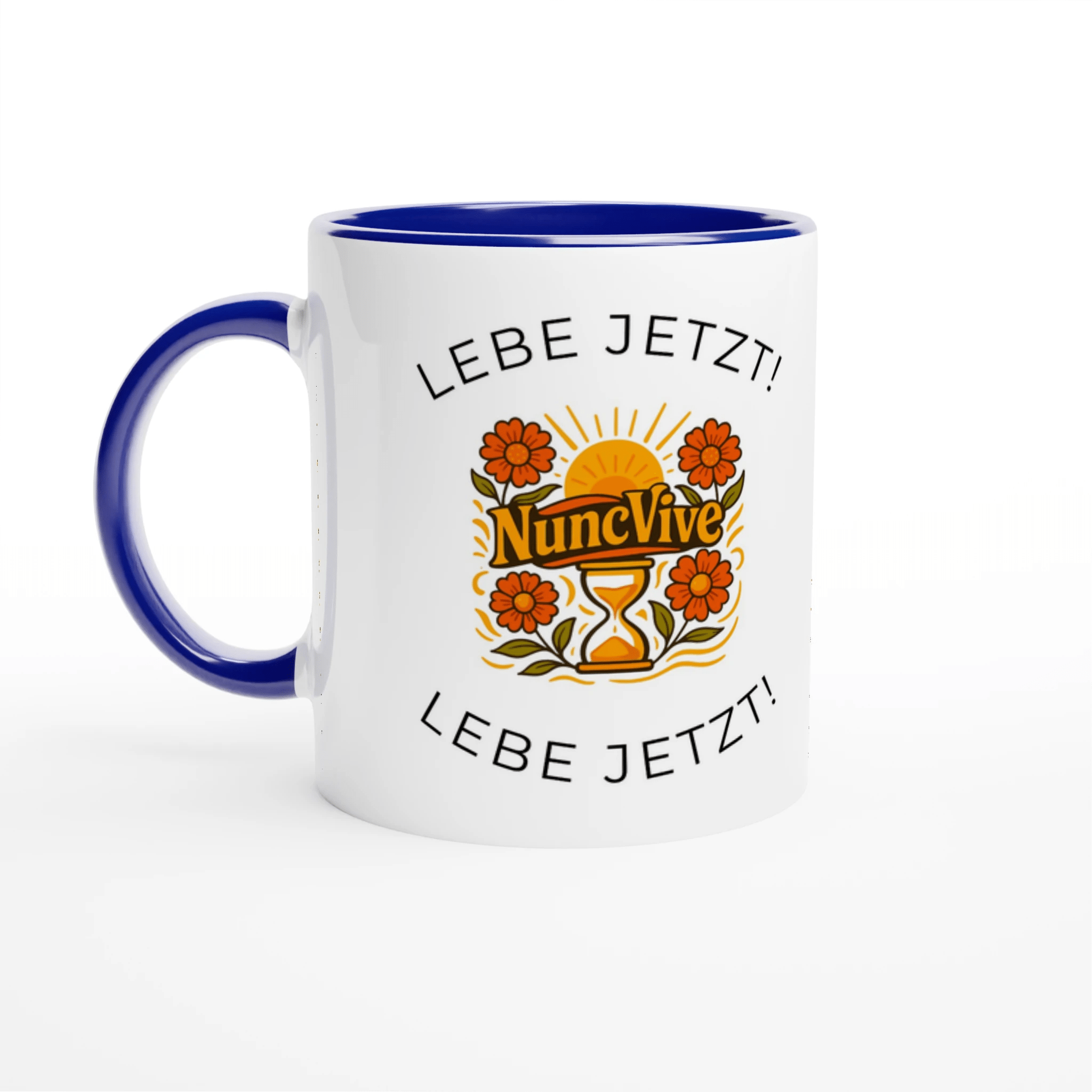 Lebe Jetzt Tasse – Minimalistische NuncVive Sanduhr Tasse | Tassenworte - Tassenworte