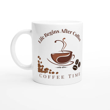 „Life begins after coffee“ Tasse – Für Morgenmuffel & Kaffeeliebhaber | Tassenworte - Tassenworte