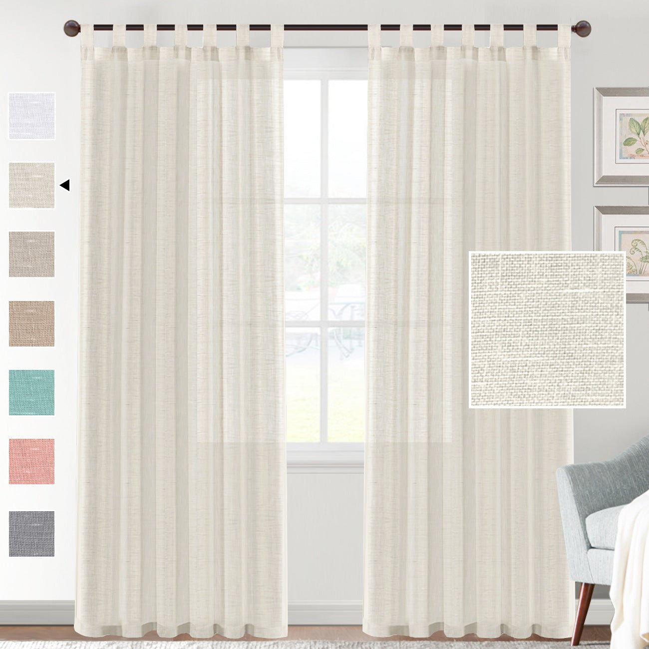 Linen Transparent Window Curtain - Tassenworte