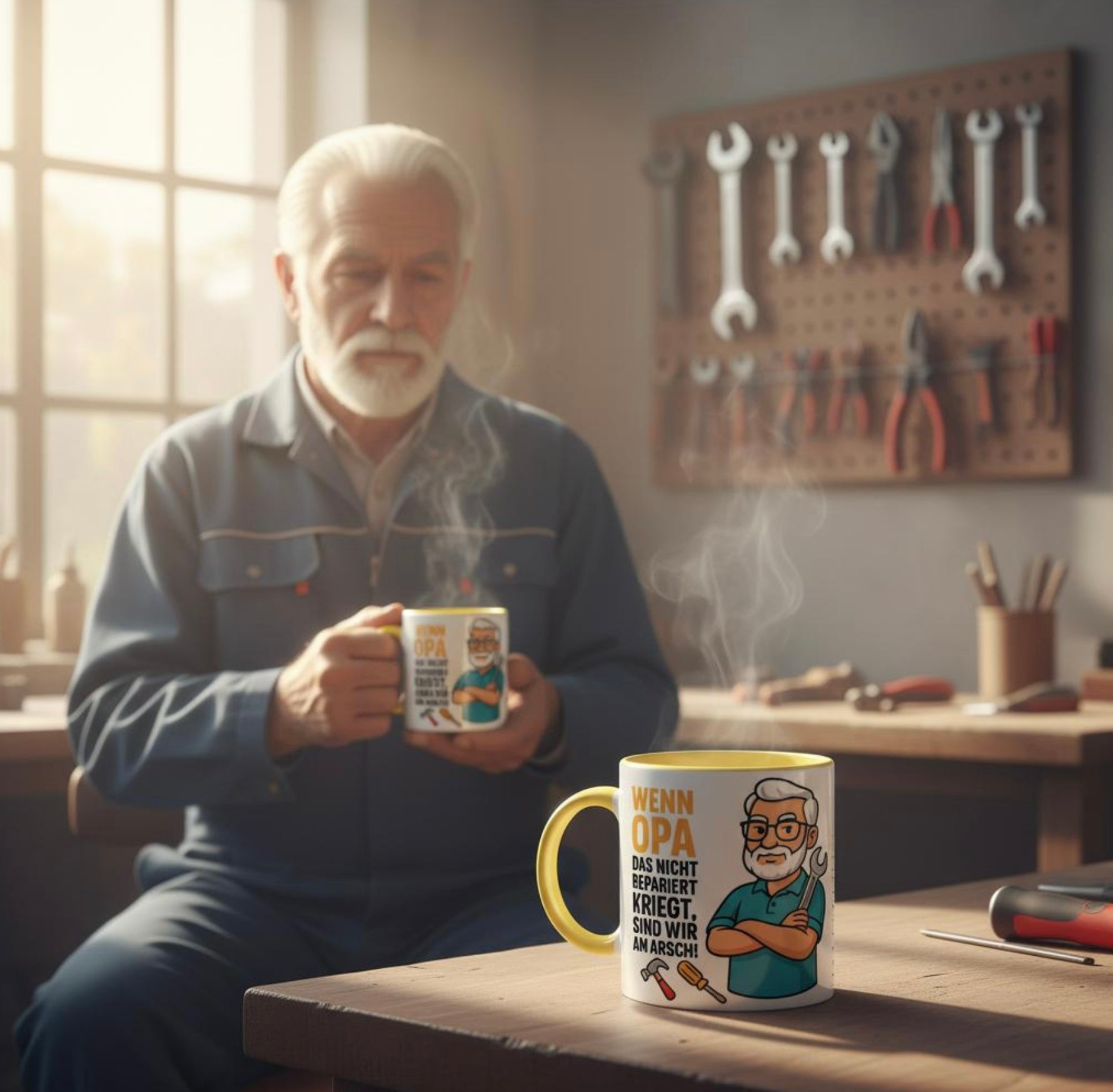 Lustige Opa Handwerker Tasse – "Wenn Opa das nicht repariert kriegt..." | Geschenk für Großvater - Tassenworte