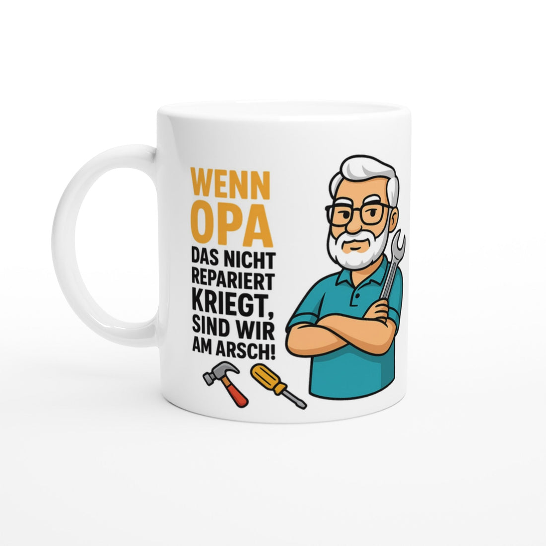 Lustige Opa Handwerker Tasse – "Wenn Opa das nicht repariert kriegt..." | Geschenk für Großvater - Tassenworte