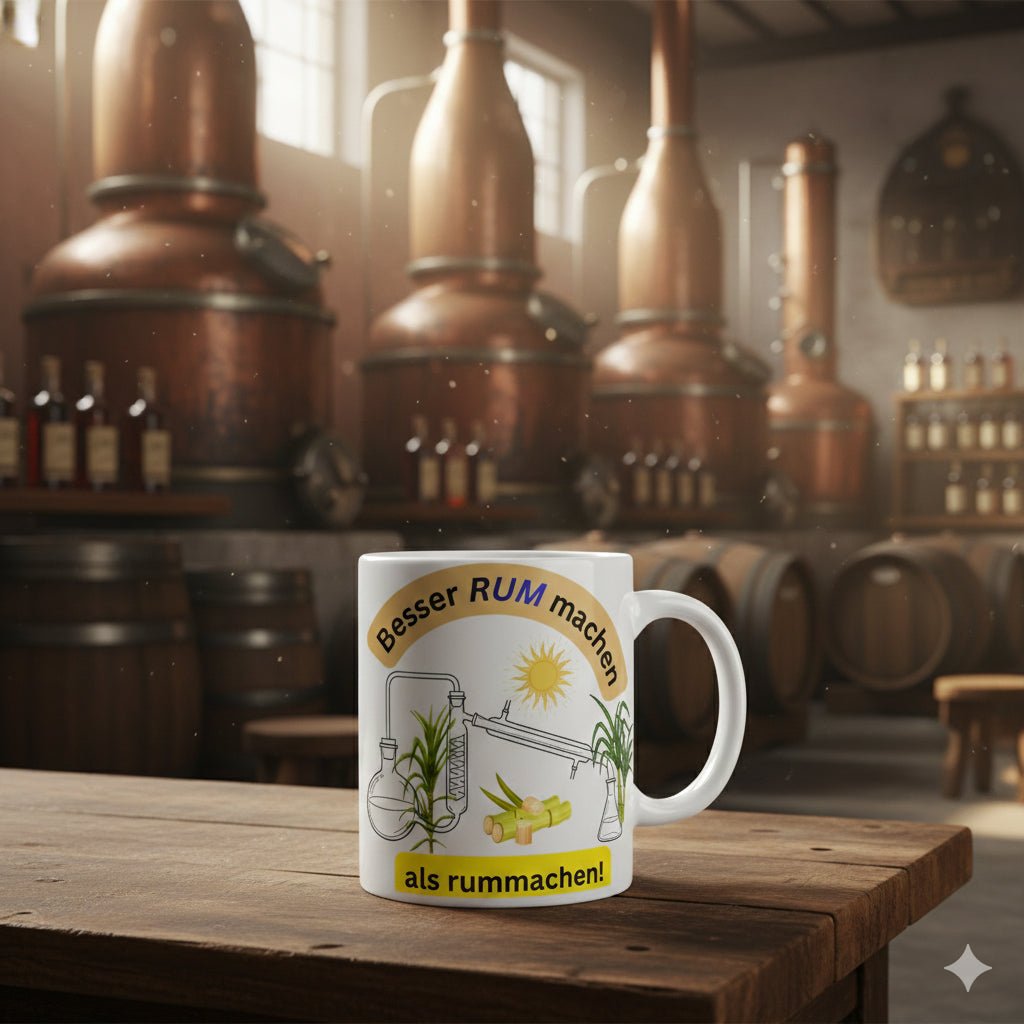 Lustige Rum - Tasse: „Besser RUM machen als rummachen“ – Geschenk für Rumliebhaber & Hobby - Destillateure | Tassenworte - Tassenworte