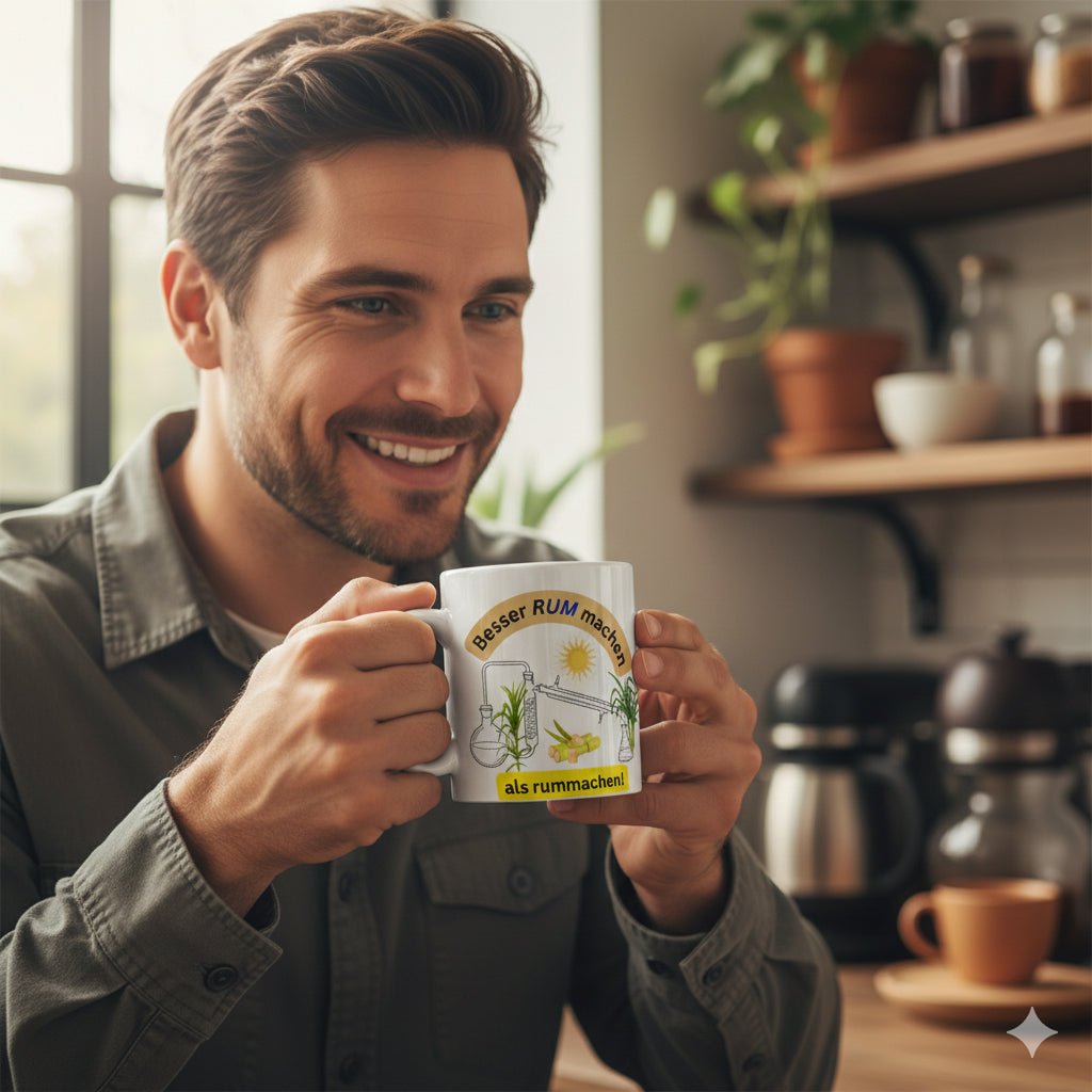 Lustige Rum - Tasse: „Besser RUM machen als rummachen“ – Geschenk für Rumliebhaber & Hobby - Destillateure | Tassenworte - Tassenworte