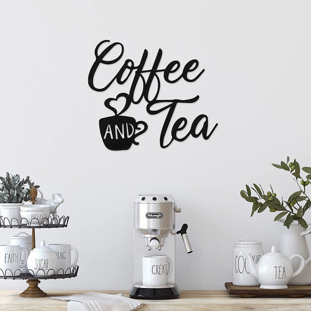 Metal Coffee & Tea Wall Hanging - Tassenworte