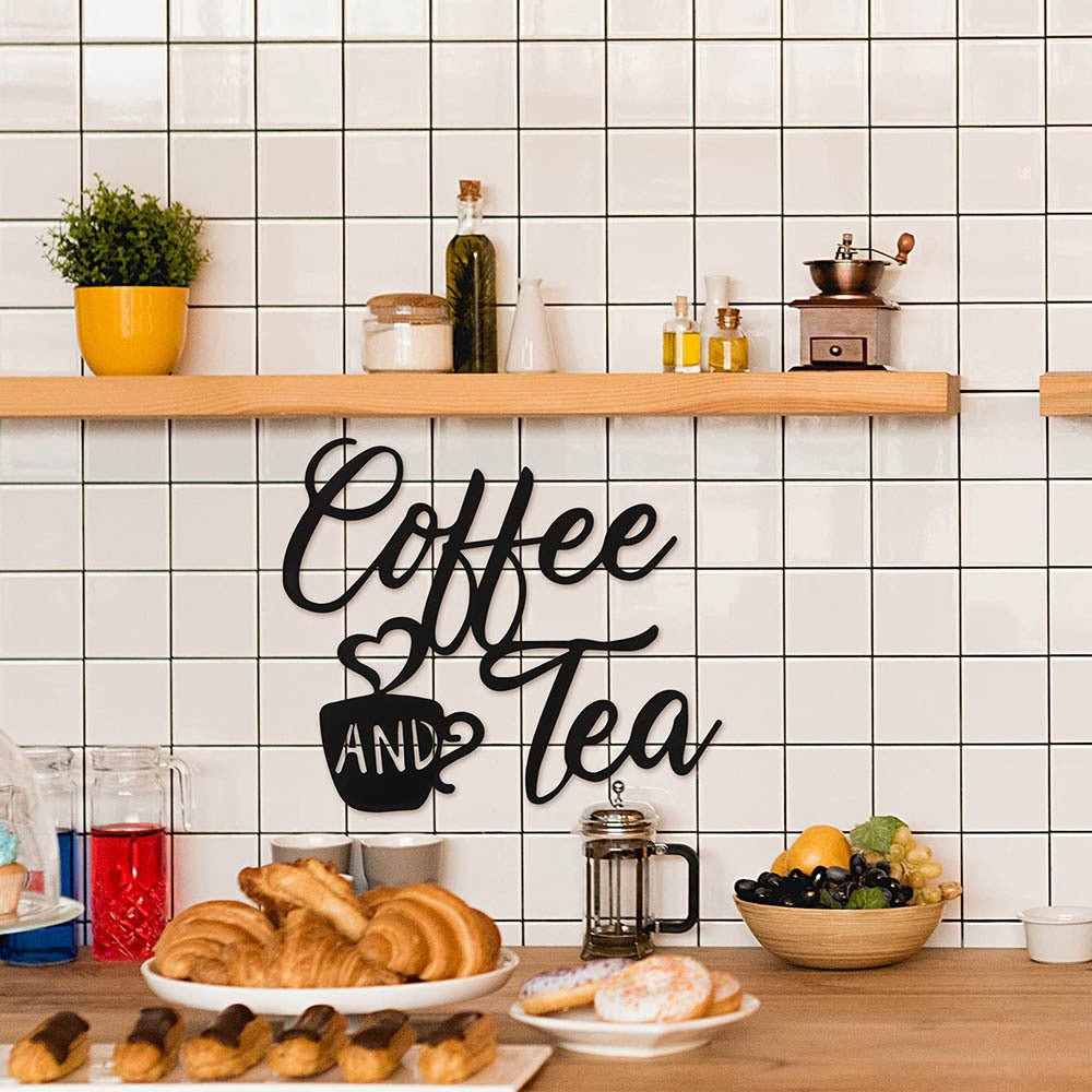 Metal Coffee & Tea Wall Hanging - Tassenworte