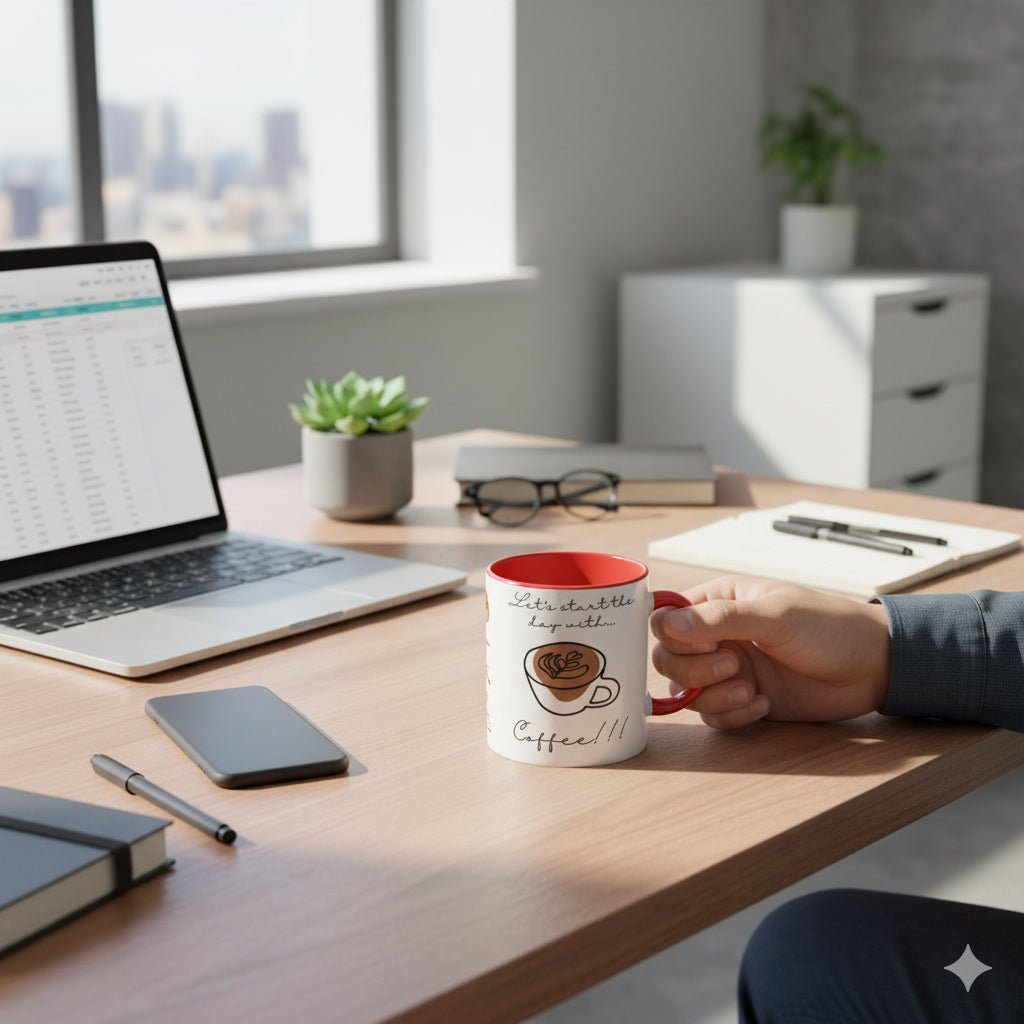 Motivtasse für Kaffeeliebhaber | Let‘s start the day with coffee | Tassenworte - Tassenworte