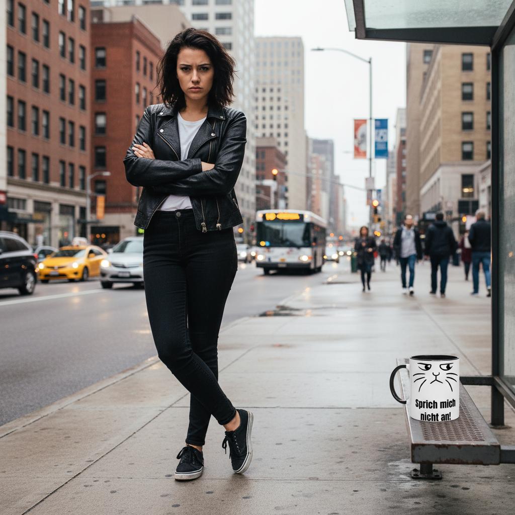 Sprich mich nicht an! – Lustige Katzentasse für Morgenmuffel & Kaffeeliebhaber - Tassenworte