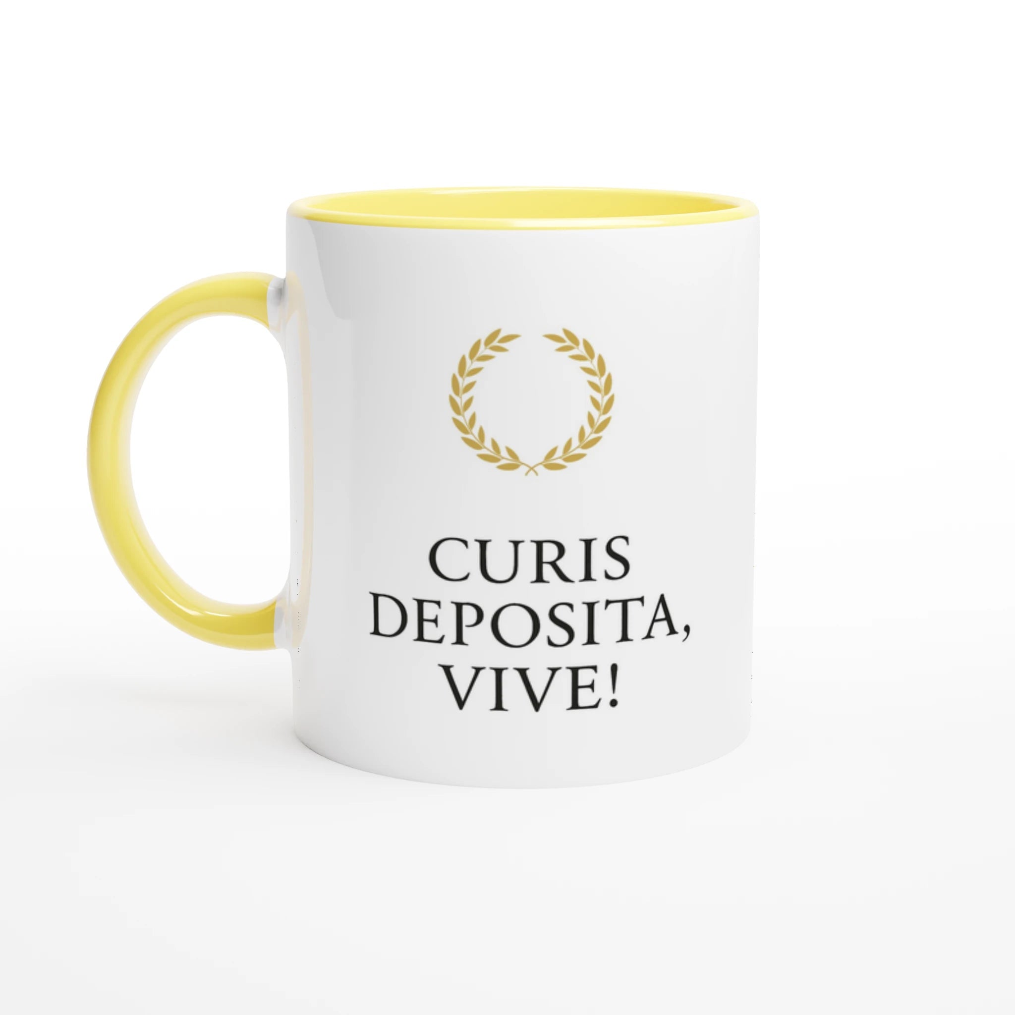 Tasse „Leg die Sorgen ab, lebe!“ – Minimalistisch | Latein „Curis deposita, vive!“ | Geschenk für Achtsamkeit & Selbstfürsorge - Tassenworte