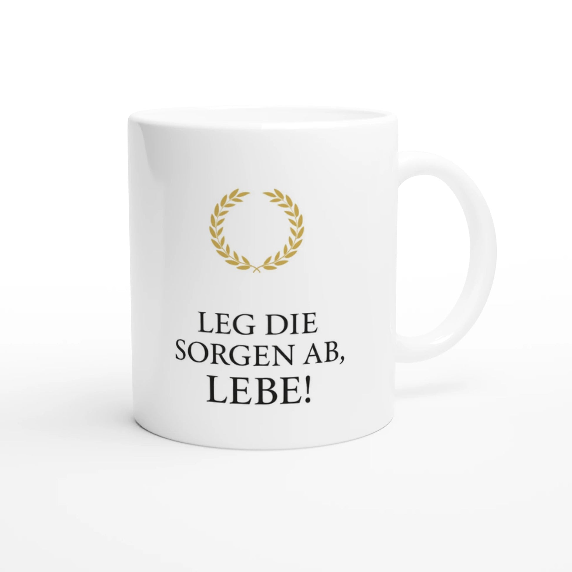 Tasse „Leg die Sorgen ab, lebe!“ – Minimalistisch | Latein „Curis deposita, vive!“ | Geschenk für Achtsamkeit & Selbstfürsorge - Tassenworte