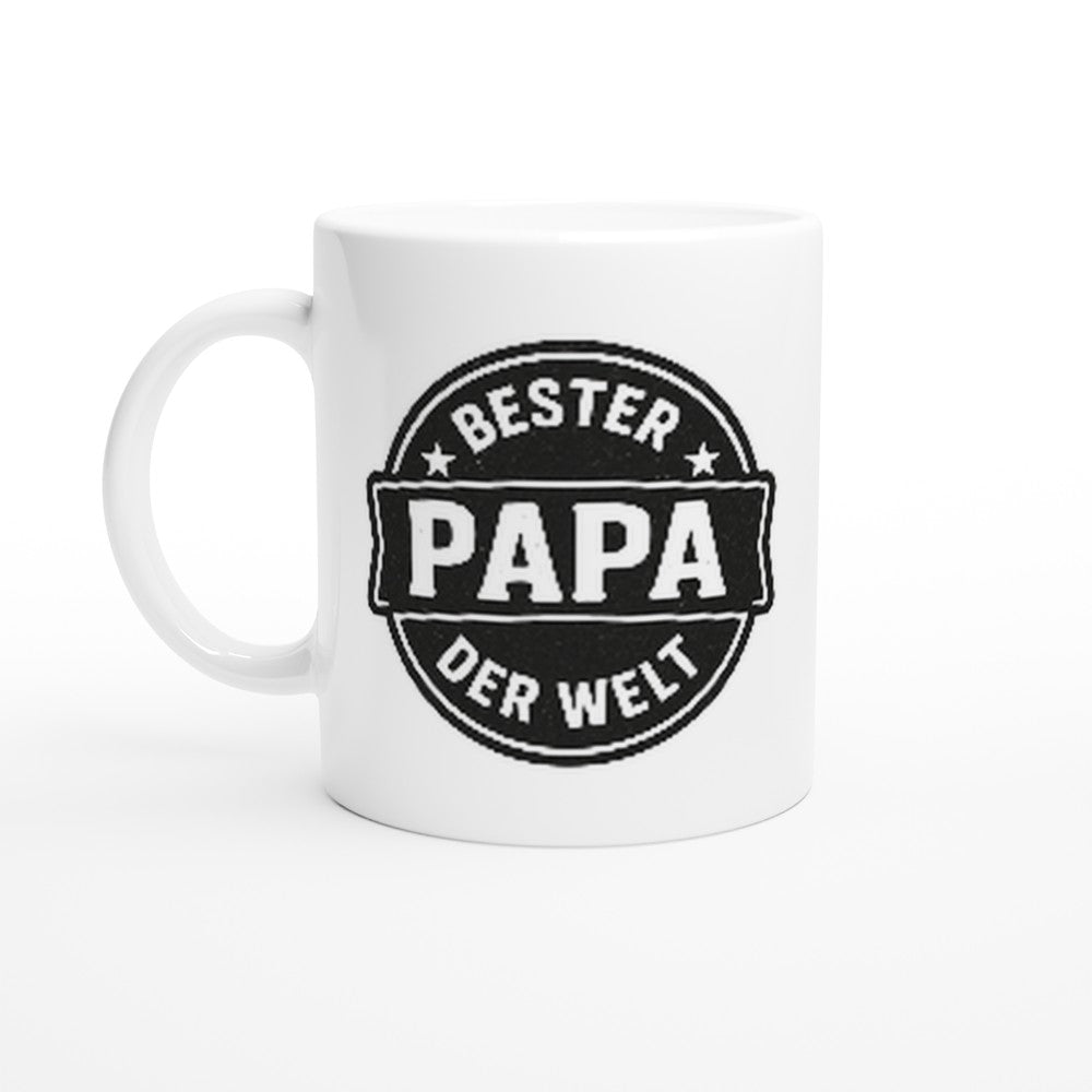 Tasse Retro Style Bester Papa der Welt | Keramik Tasse Kaffee Becher für Männer | Tassenworte - Tassenworte