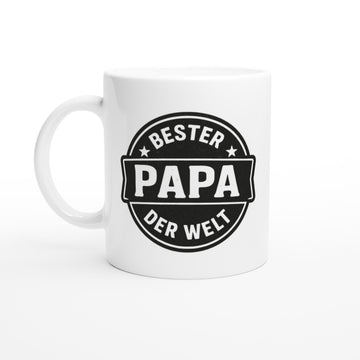Tasse Retro Style Bester Papa der Welt | Keramik Tasse Kaffee Becher für Männer | Tassenworte - Tassenworte