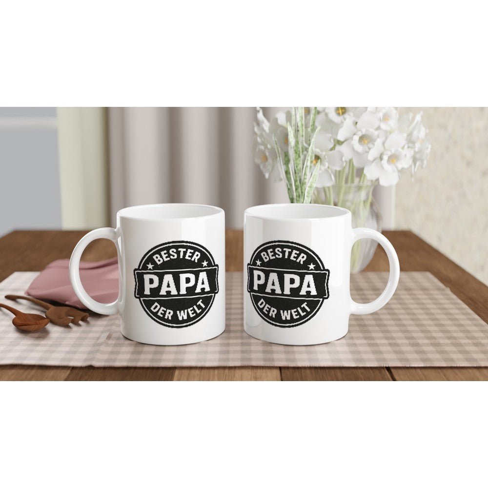 Tasse Retro Style Bester Papa der Welt | Keramik Tasse Kaffee Becher für Männer | Tassenworte - Tassenworte