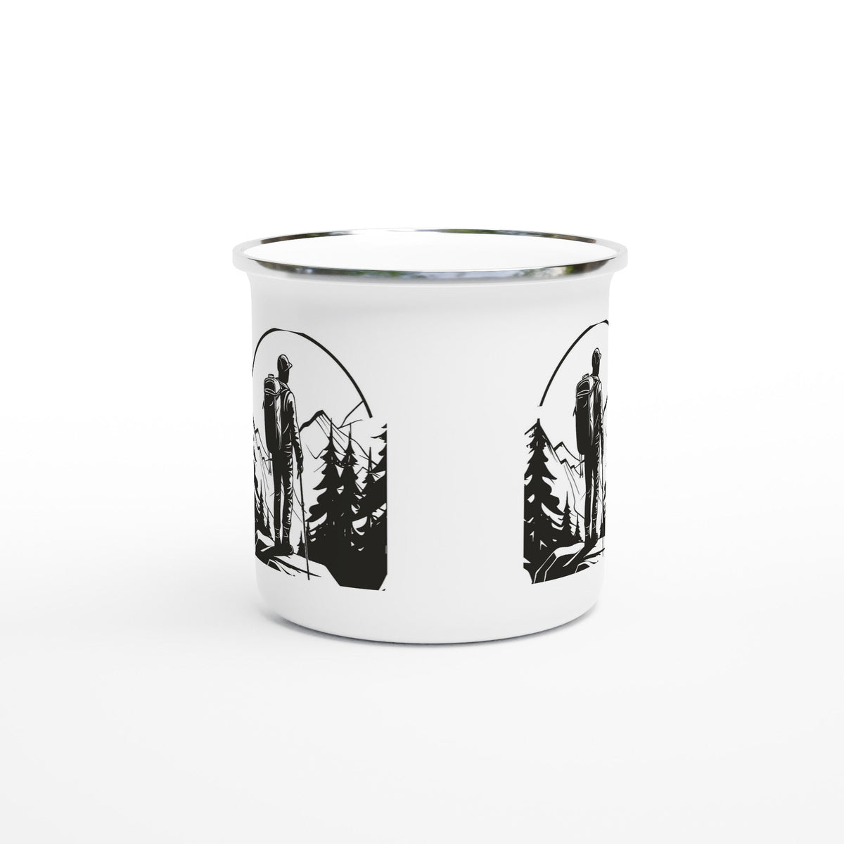 Weiße Emaille - Tasse (12oz) Wanderlust - Tassenworte