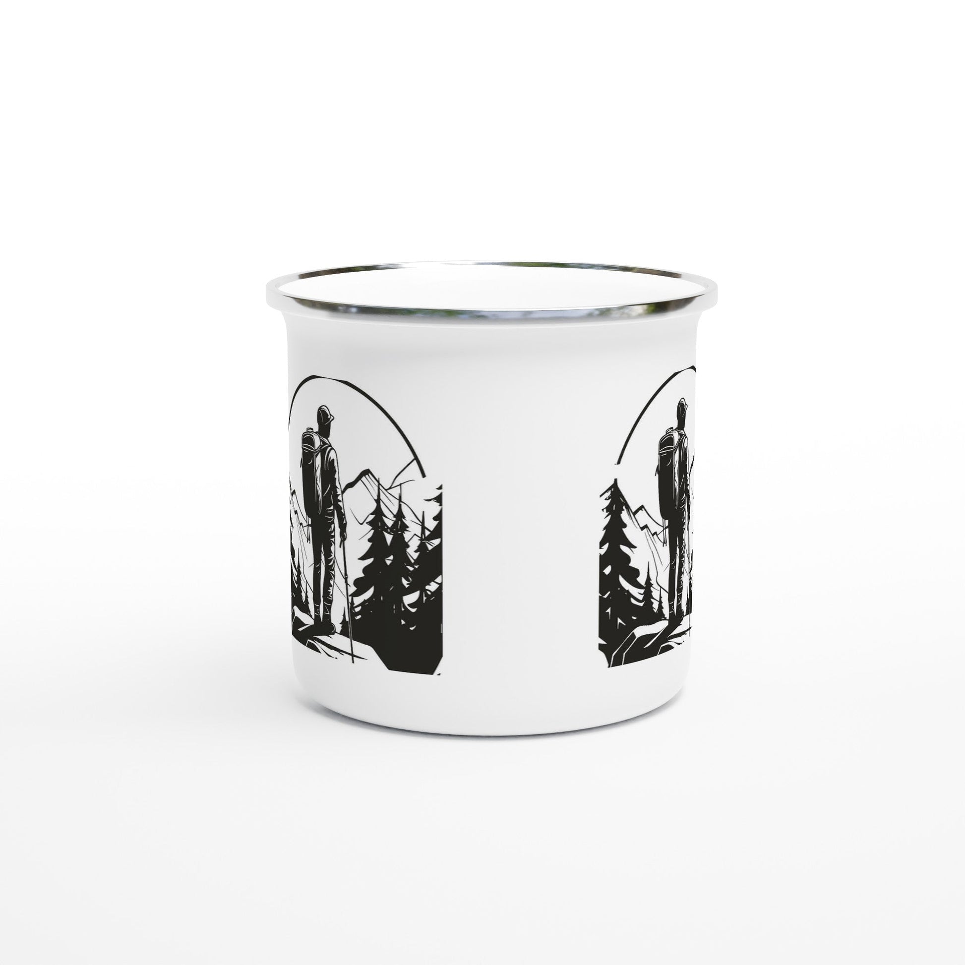 Weiße Emaille - Tasse (12oz) Wanderlust - Tassenworte