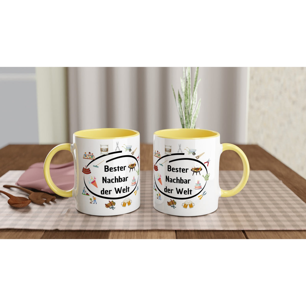 Weiße Keramiktasse 11oz mit Farbe an der Innenseite - Tassenworte
