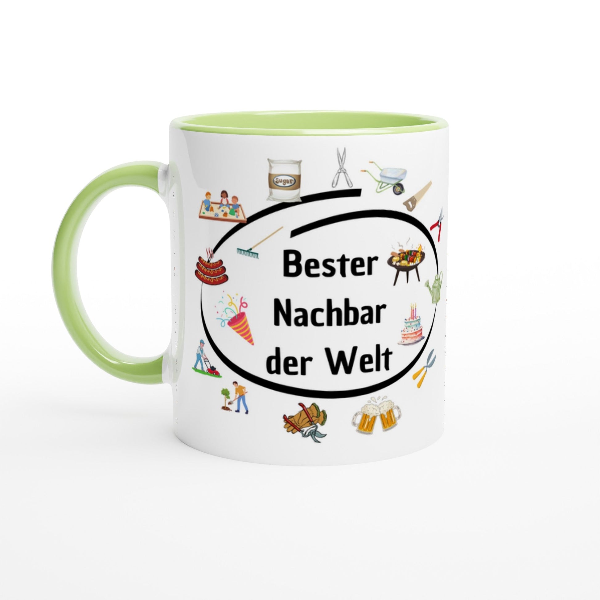 Weiße Keramiktasse 11oz mit Farbe an der Innenseite - Tassenworte