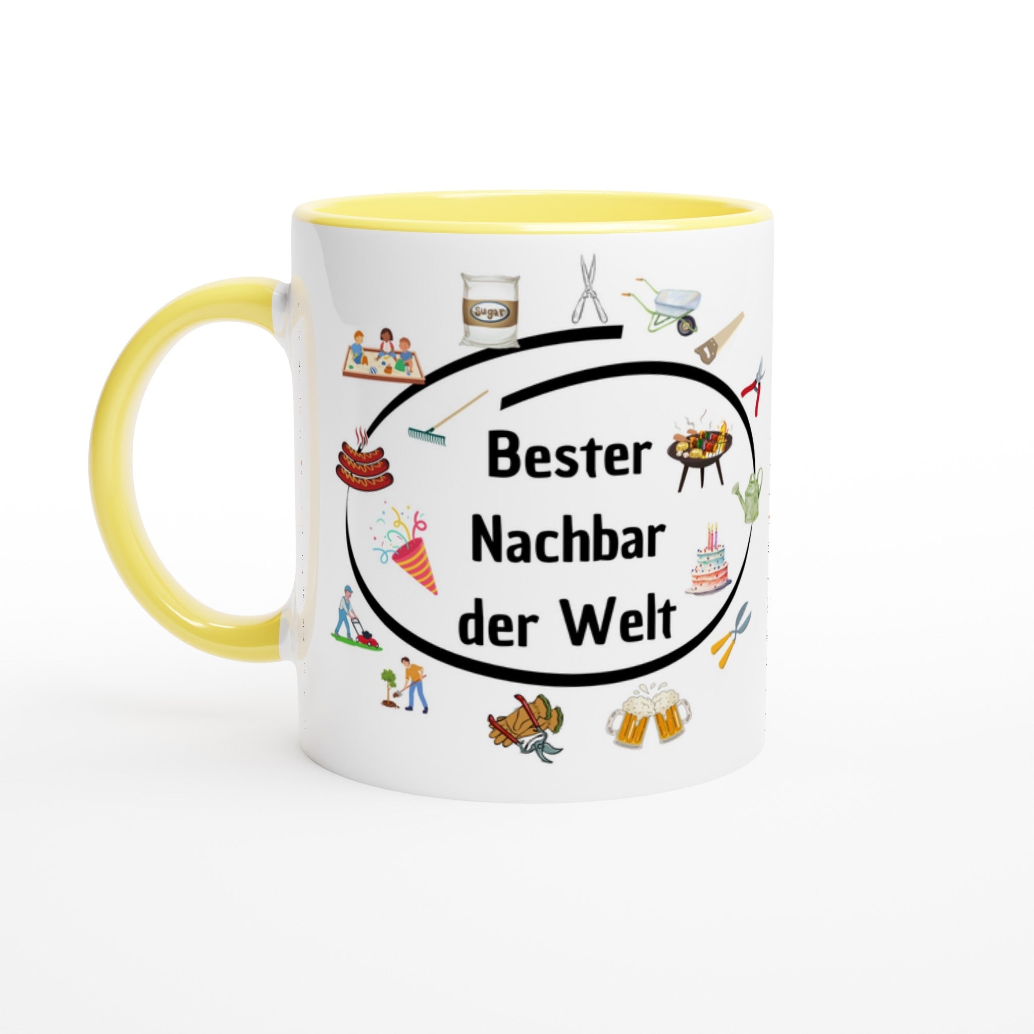 Weiße Keramiktasse 11oz mit Farbe an der Innenseite - Tassenworte