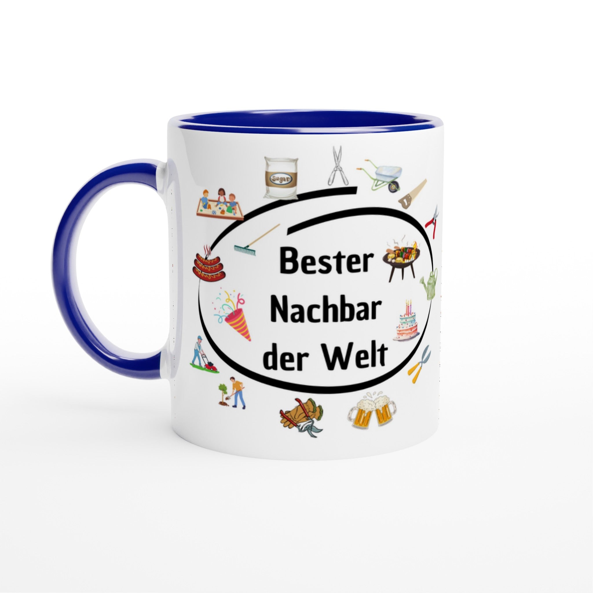 Weiße Keramiktasse 11oz mit Farbe an der Innenseite - Tassenworte