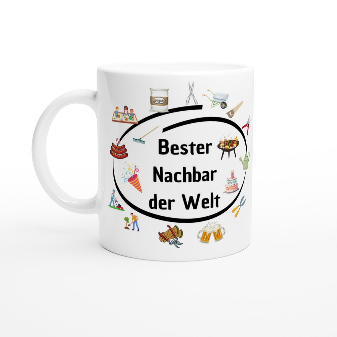 Weiße Keramiktasse 11oz mit Farbe an der Innenseite - Tassenworte