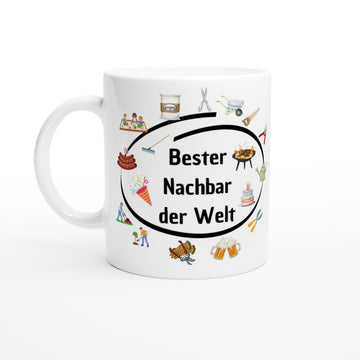 Weiße Keramiktasse 11oz mit Farbe an der Innenseite - Tassenworte