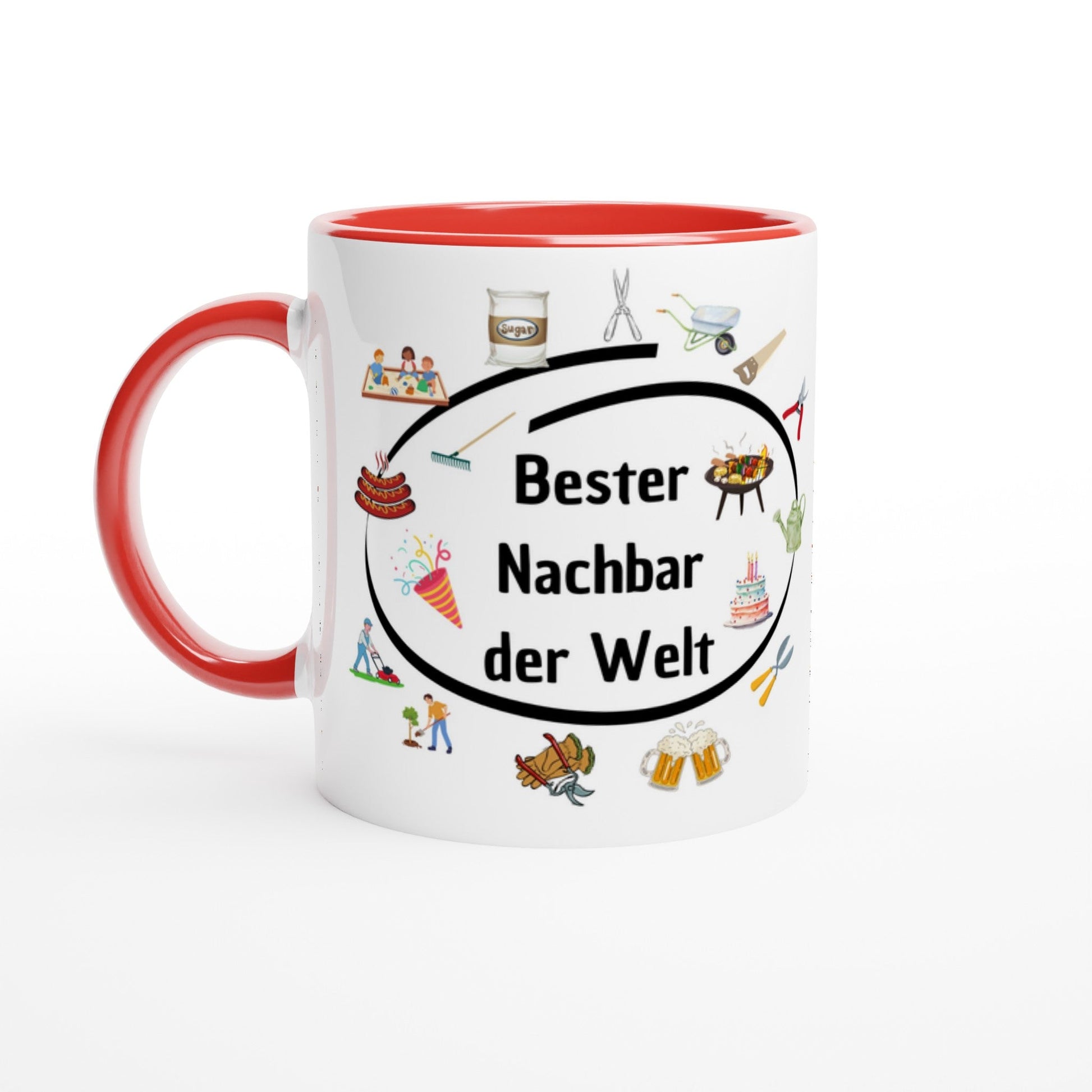 Weiße Keramiktasse 11oz mit Farbe an der Innenseite - Tassenworte