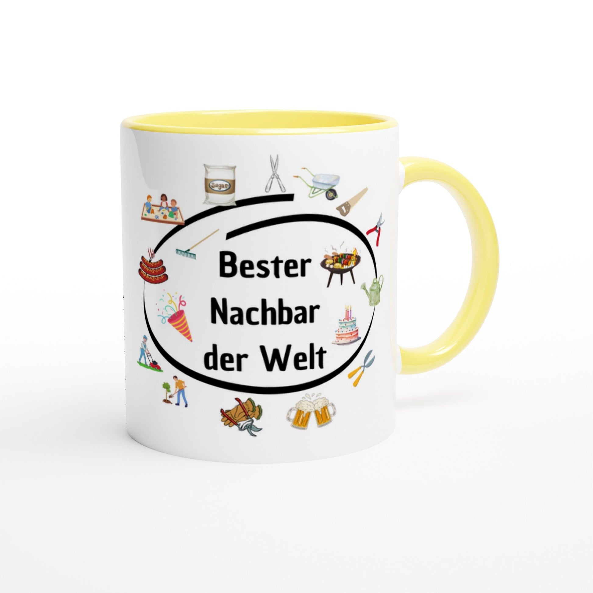 Weiße Keramiktasse 11oz mit Farbe an der Innenseite - Tassenworte