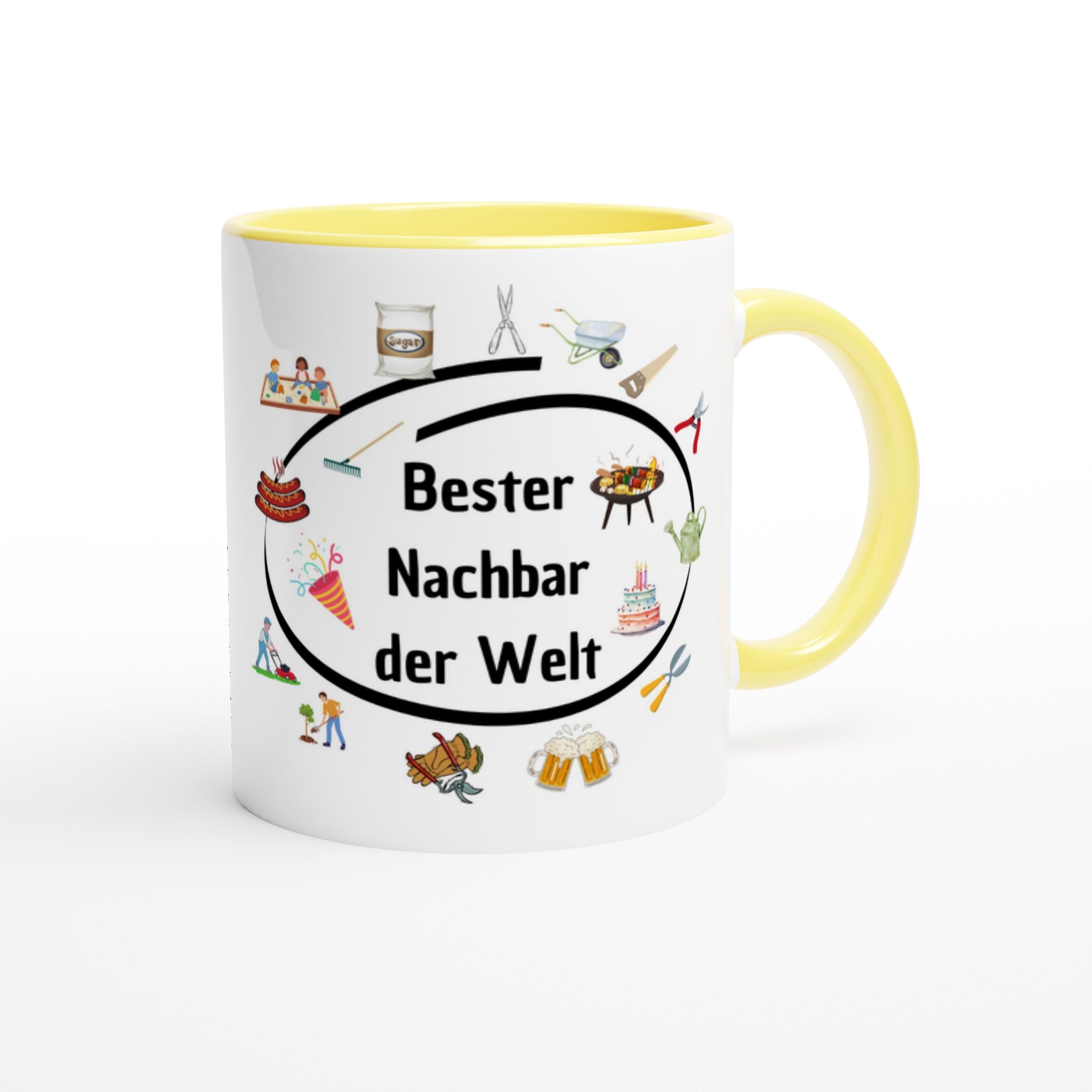 Weiße Keramiktasse 11oz mit Farbe an der Innenseite - Tassenworte