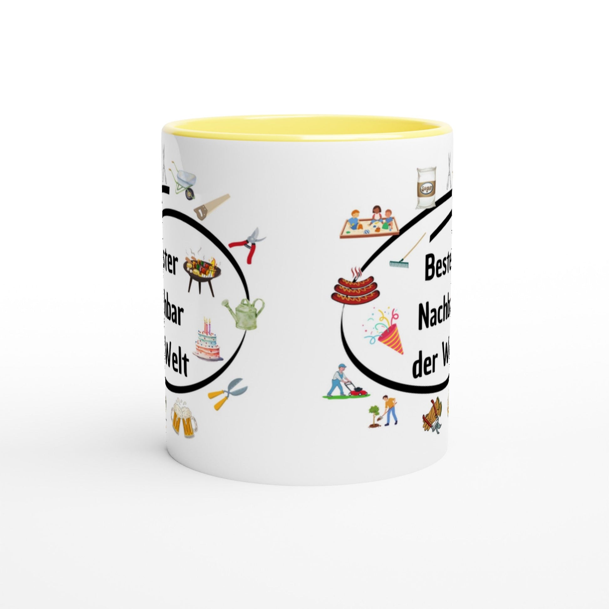 Weiße Keramiktasse 11oz mit Farbe an der Innenseite - Tassenworte